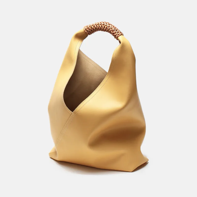 Retro Top Handle Genuine Leather Tote Bag