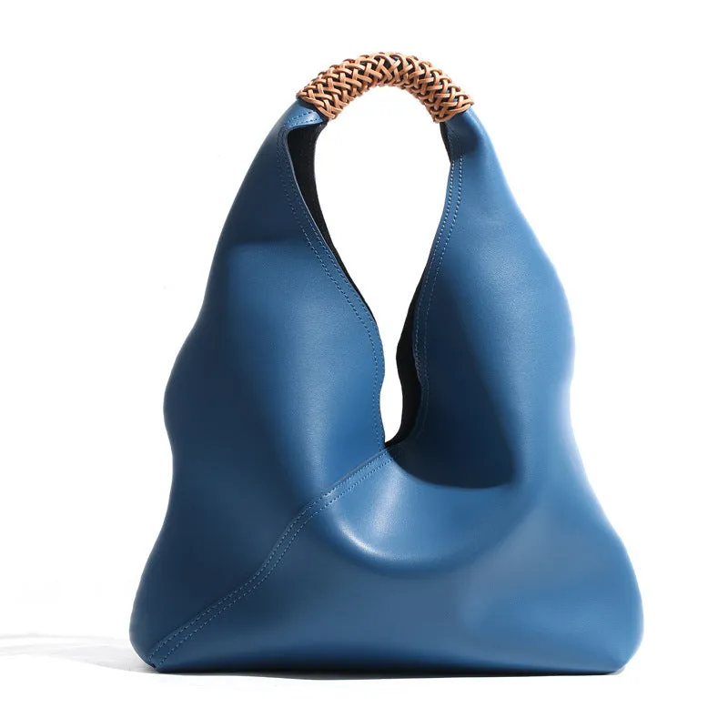 Retro Top Handle Genuine Leather Tote Bag
