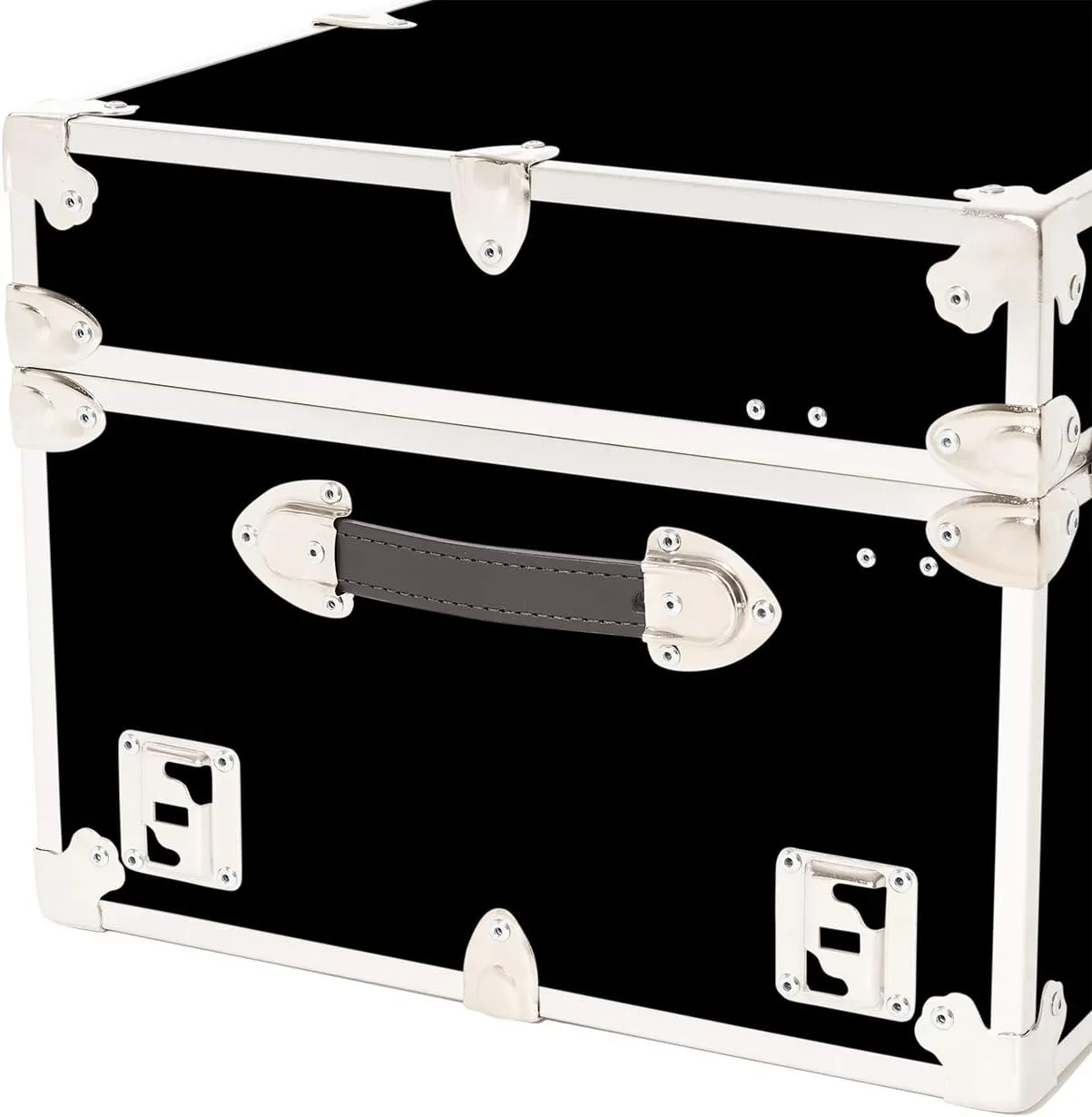Rhino Trunk & Case Large Armor Camp Trunk with Removeable Wheels - Secure Dorm Storage Chest, Ideal Summer Camper Footlocker, Strong College Trunks - Seats 1000  Pounds - 32"x18"x14" (Black)