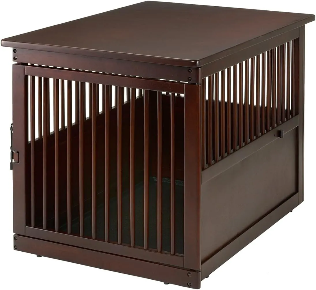 Richell Wooden End Table Crate, Large, Dark Brown