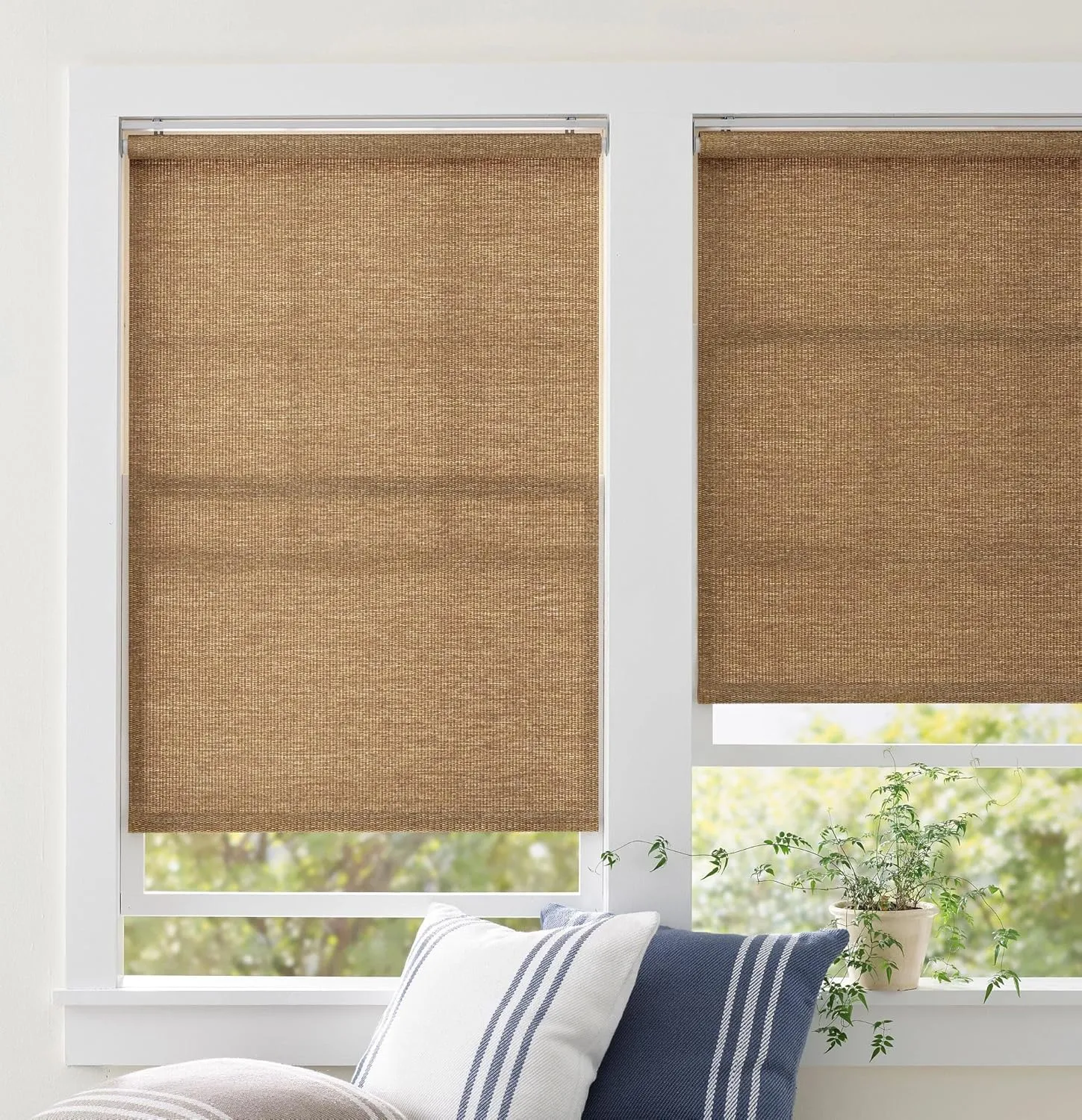 Ridge Cordless Roller Cocoa Shade, 27" W x 72" L, Brown Solid Pattern