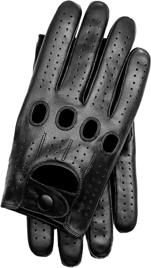 Riparo Genuine Leather Full-finger Driving Gloves (X-Large, Black)
