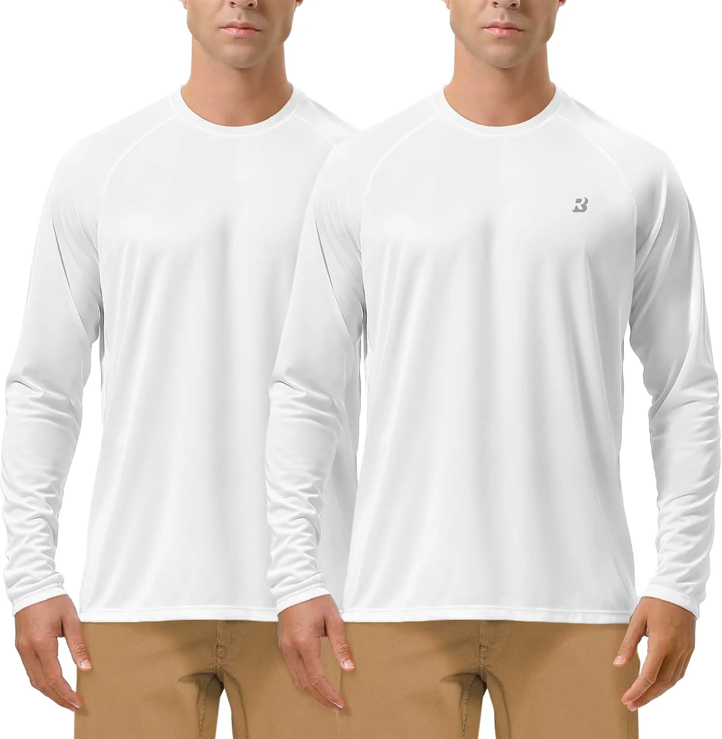 Roadbox Mens UPF 50  UV Sun Protection Shirts Outdoor Long Sleeve SPF Rash Guard for Fishing Hiking Swimming Running