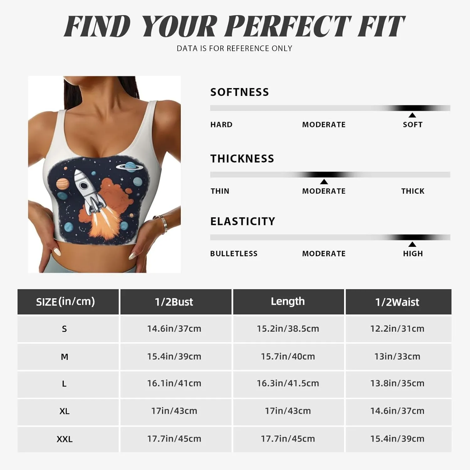 Rocket In Space Print Sports Bra For Women,Padded,Racerback,Perfect For Yoga,Workout And Running