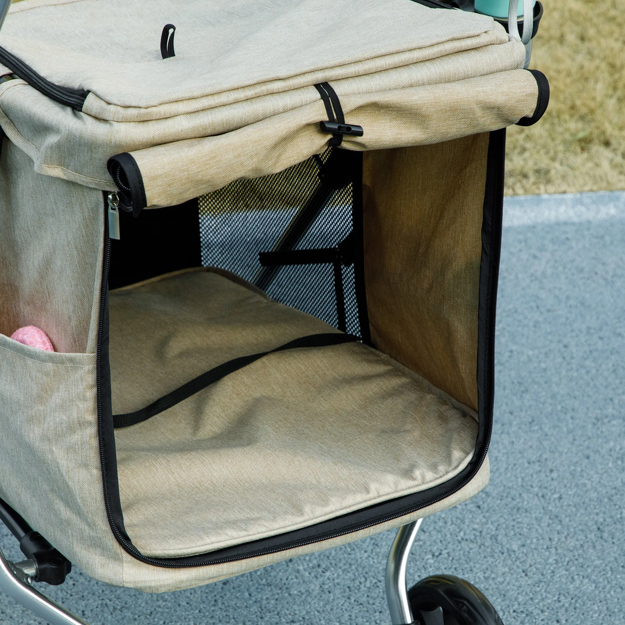 Rootz Dog Car - Pet Transport - Foldable Buggy - Lightweight Design - Washable Pillow - 80L x 48.5B x 106H cm
