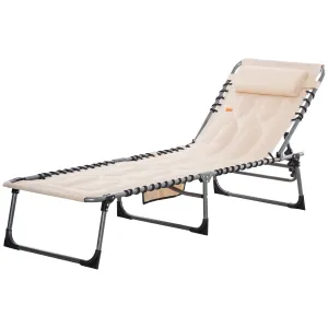 Rootz Foldable Sun Lounger - Garden Lounger - Folding Chair - 5-Stage Backrest - Oxford Fabric - 188 x 57 x 30 cm - Brown