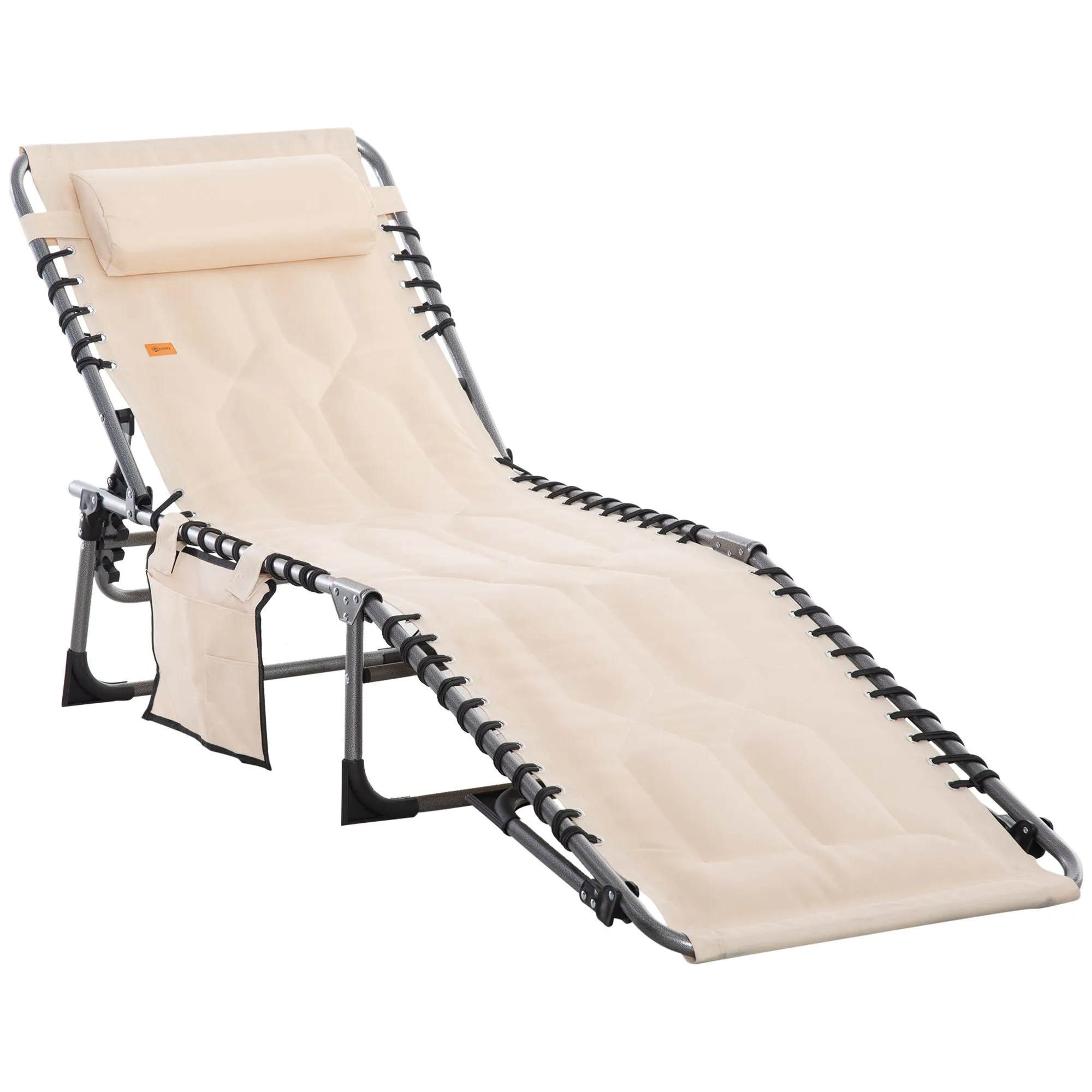 Rootz Foldable Sun Lounger - Garden Lounger - Folding Chair - 5-Stage Backrest - Oxford Fabric - 188 x 57 x 30 cm - Brown