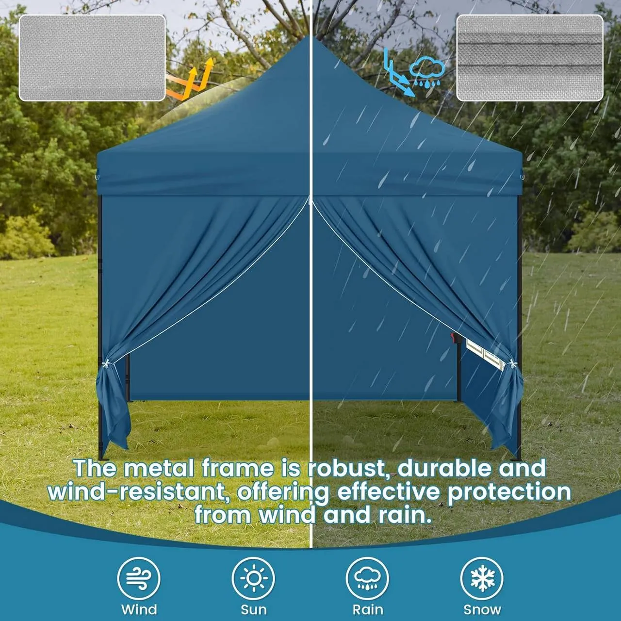 Rootz Folding Garden Gazebo - Outdoor Pavilion - Pop Up Canopy - UV Protection - 289cm x 330cm x 289cm