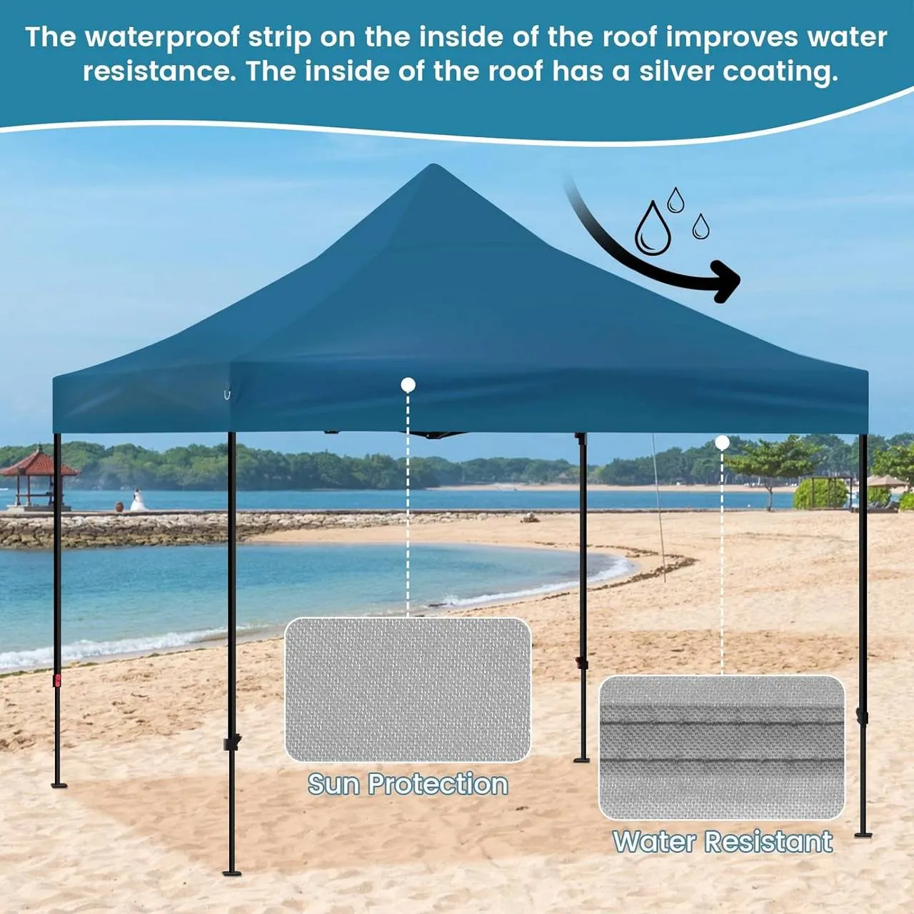 Rootz Folding Garden Gazebo - Outdoor Pavilion - Pop Up Canopy - UV Protection - 289cm x 330cm x 289cm