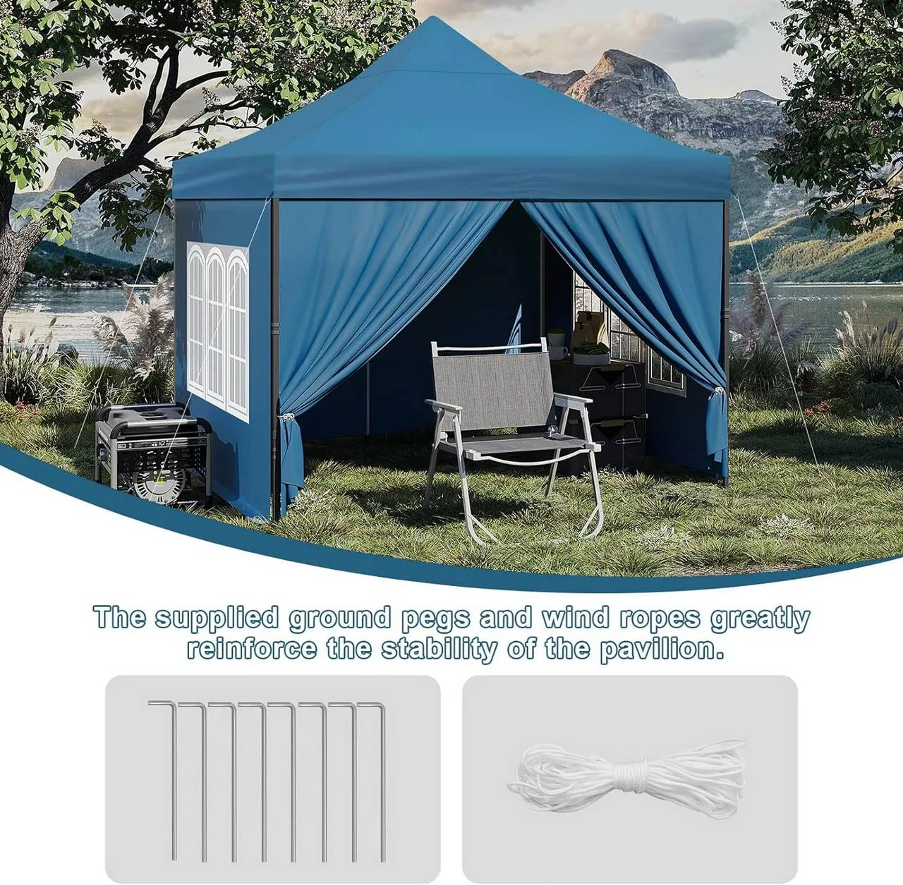 Rootz Folding Garden Gazebo - Outdoor Pavilion - Pop Up Canopy - UV Protection - 289cm x 330cm x 289cm