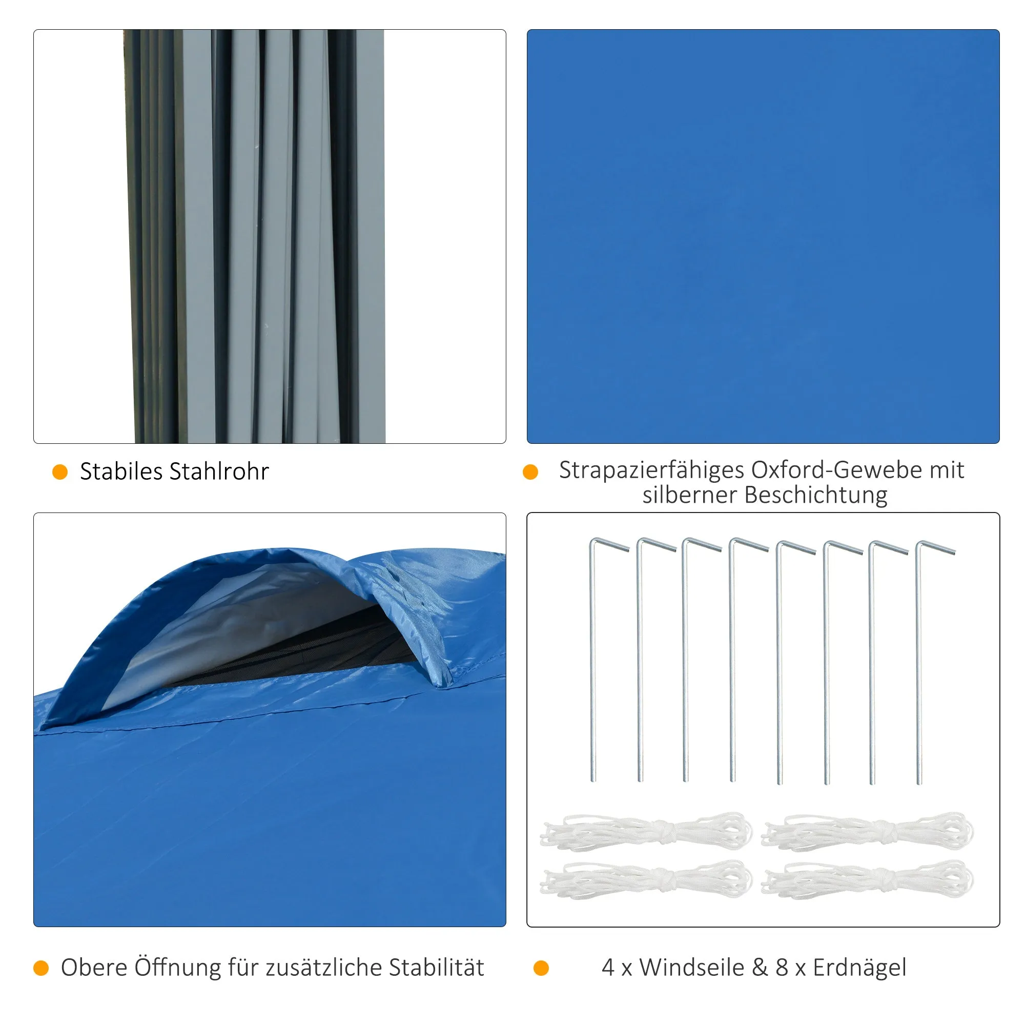 Rootz Garden Pavilion - Folding Pavilion - Marquee - UV Protection - 2.95m x 2.95m x 2.64m - Blue - Oxford Fabric