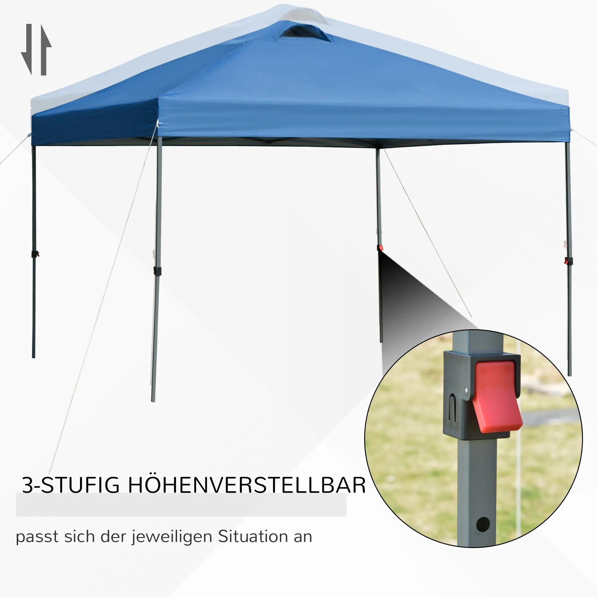 Rootz Garden Pavilion - Folding Pavilion - Marquee - UV Protection - 2.95m x 2.95m x 2.64m - Blue - Oxford Fabric