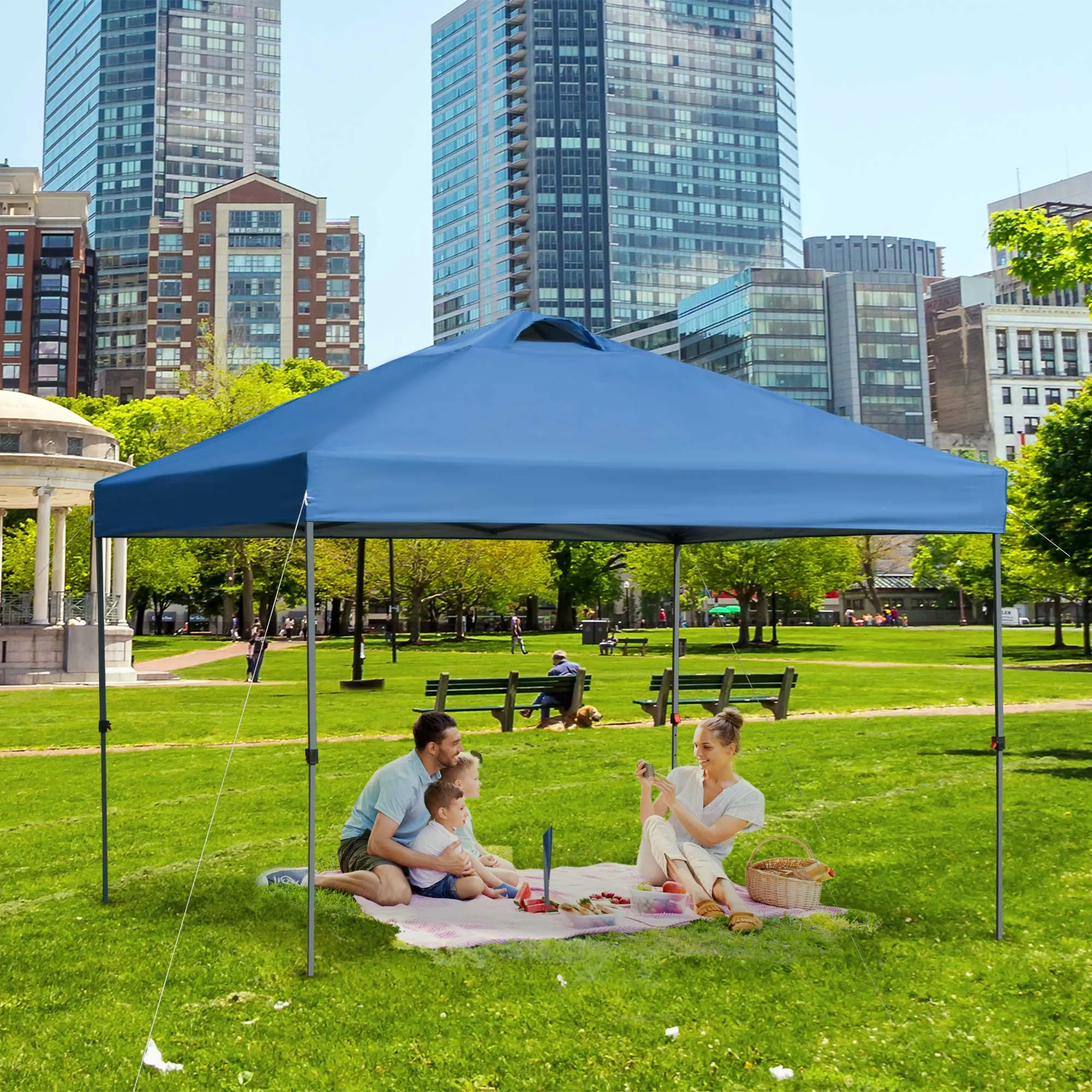 Rootz Garden Pavilion - Folding Pavilion - Marquee - UV Protection - 2.95m x 2.95m x 2.64m - Blue - Oxford Fabric