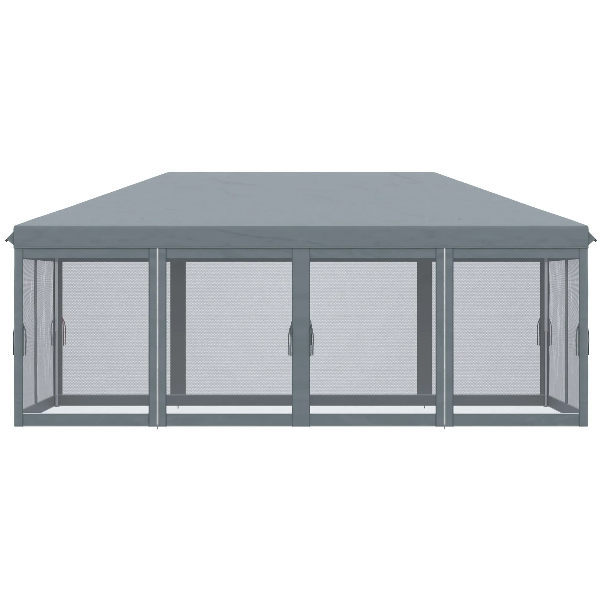 Rootz Garden Pavilion Pop-Up Gazebo - Outdoor Shelter - Event Tent - Mosquito Protection - 5.85m x 2.95m x 2.70m - Includes Transport Bag & Accessories