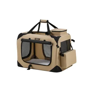 Rootz XXL Dog Crate - Pet Kennel - Portable Cage - Metal Frame - 600D Oxford Fabric - PVC Coating - 91cm x 63cm x 63cm - camel brown