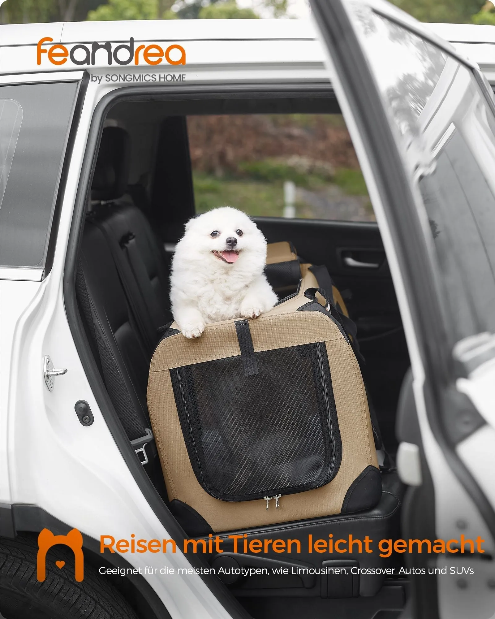 Rootz XXL Dog Crate - Pet Kennel - Portable Cage - Metal Frame - 600D Oxford Fabric - PVC Coating - 91cm x 63cm x 63cm - camel brown