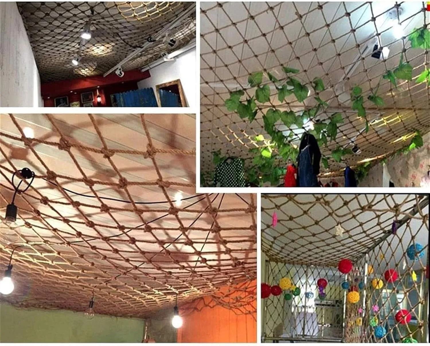 Rope Net for Birds, Child Protection Safety Net Treehouse Climbing Netting Heavy Duty Cargo Net Hemp Rope Net Grid 12cm Playground Swing Balcony Playset Railing (Size : 12m(36ft))