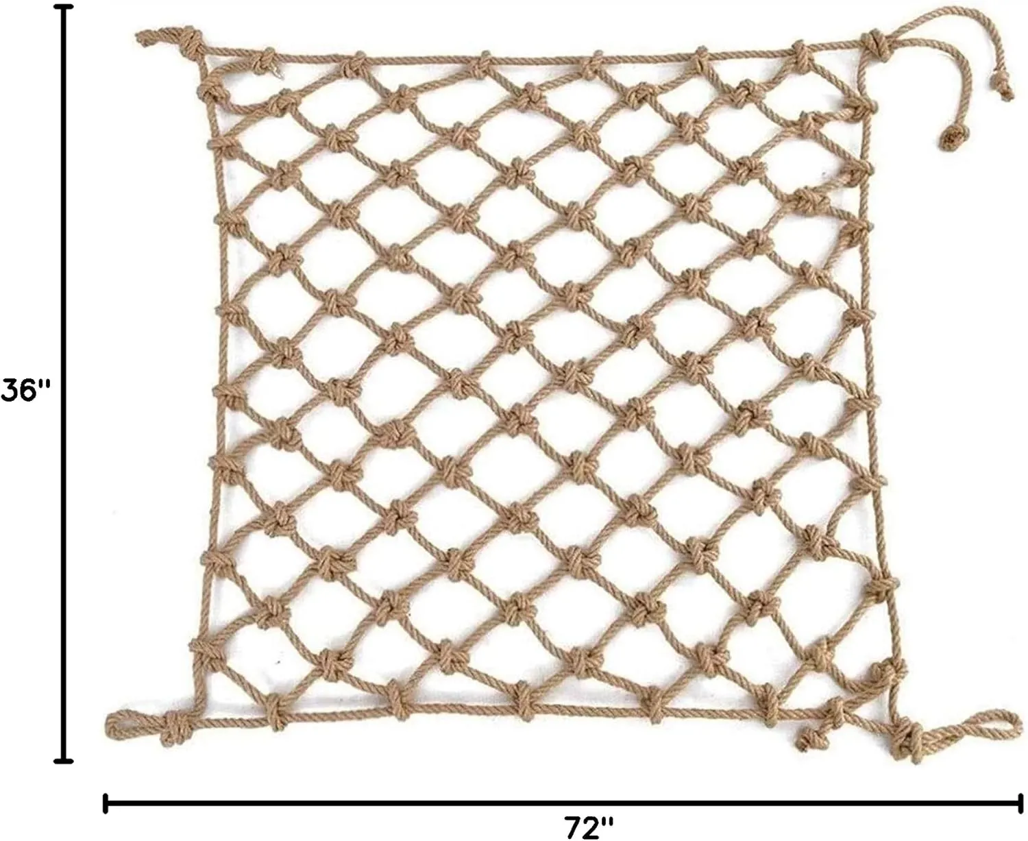 Rope Net for Birds, Child Protection Safety Net Treehouse Climbing Netting Heavy Duty Cargo Net Hemp Rope Net Grid 12cm Playground Swing Balcony Playset Railing (Size : 12m(36ft))