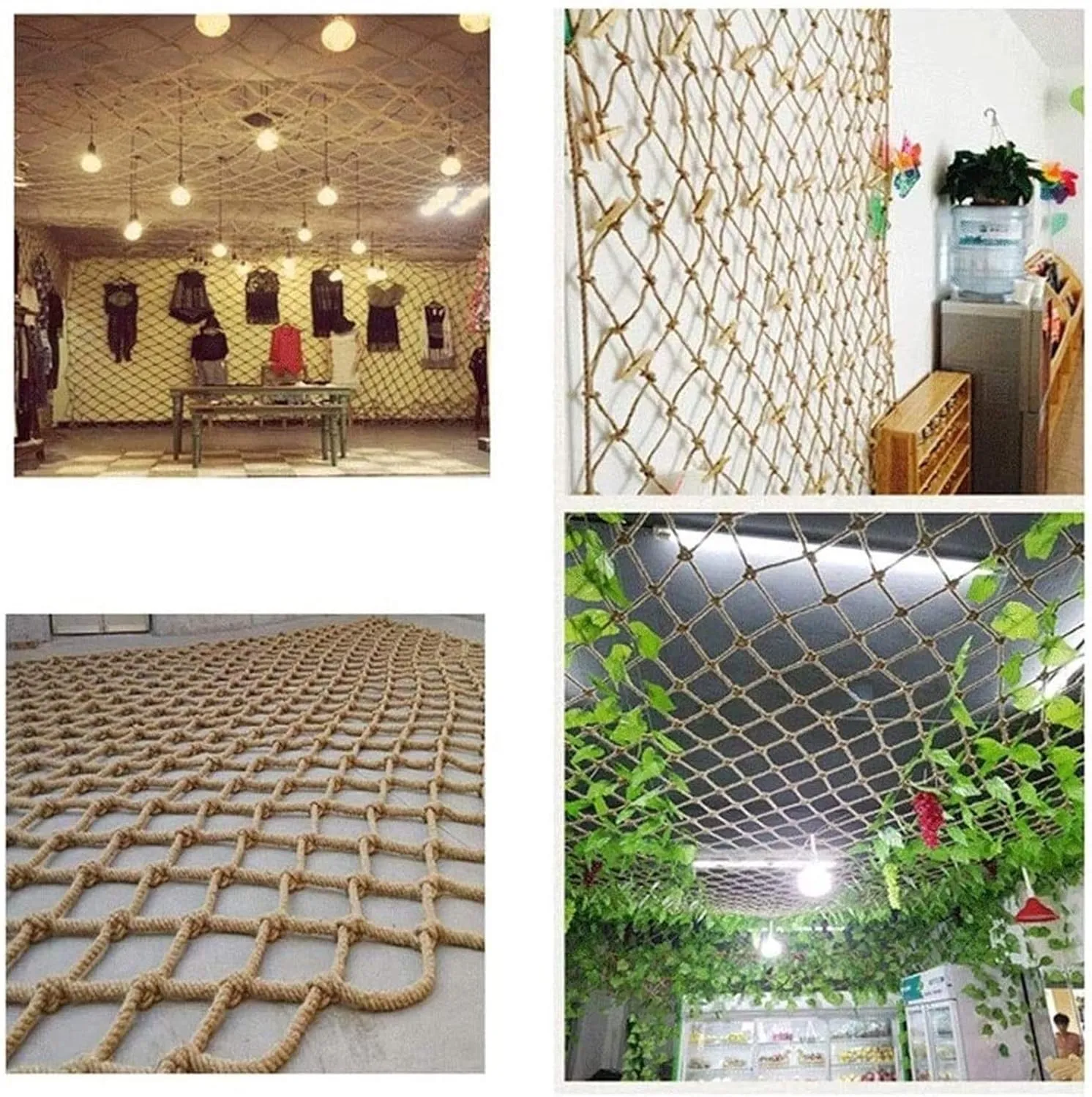 Rope Net for Birds, Child Protection Safety Net Treehouse Climbing Netting Heavy Duty Cargo Net Hemp Rope Net Grid 12cm Playground Swing Balcony Playset Railing (Size : 12m(36ft))