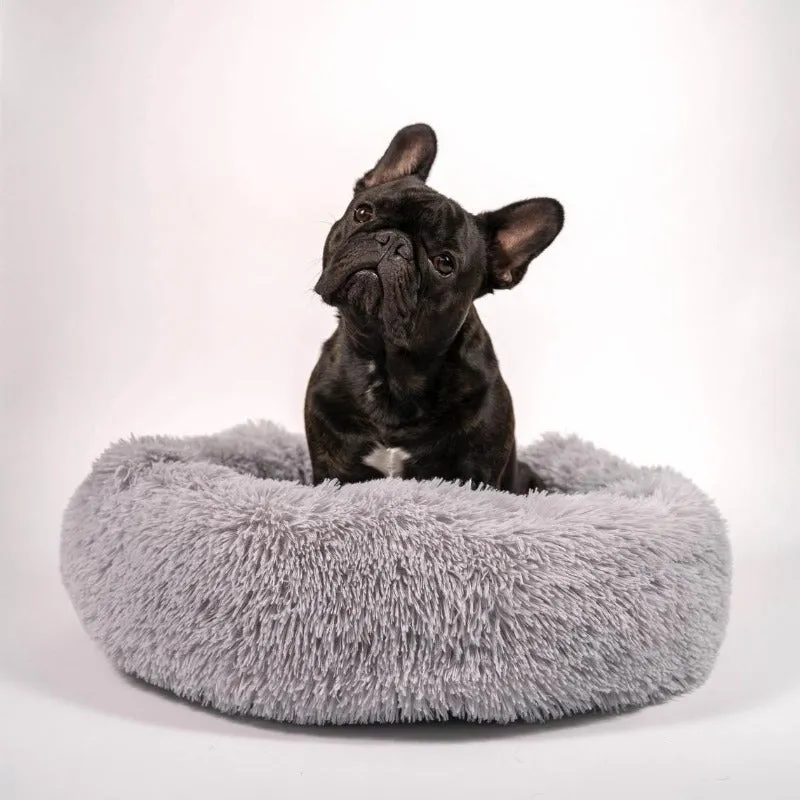 Round Plush Calming Donut Pet Bed for Small, Medium, Large Pets