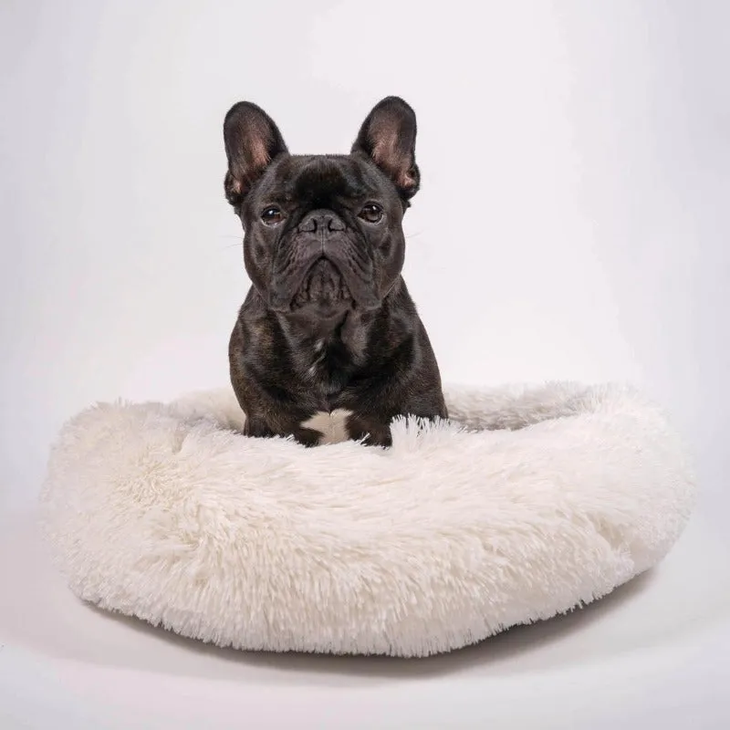 Round Plush Calming Donut Pet Bed for Small, Medium, Large Pets
