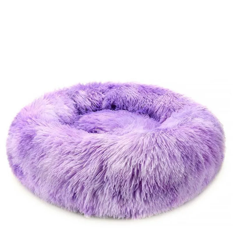 Round Rainbow Extra Plush Calming Donut Dog Beds - Super-Soft, Portable, and Washable Pet Bed for Dogs and Cats by Taavita