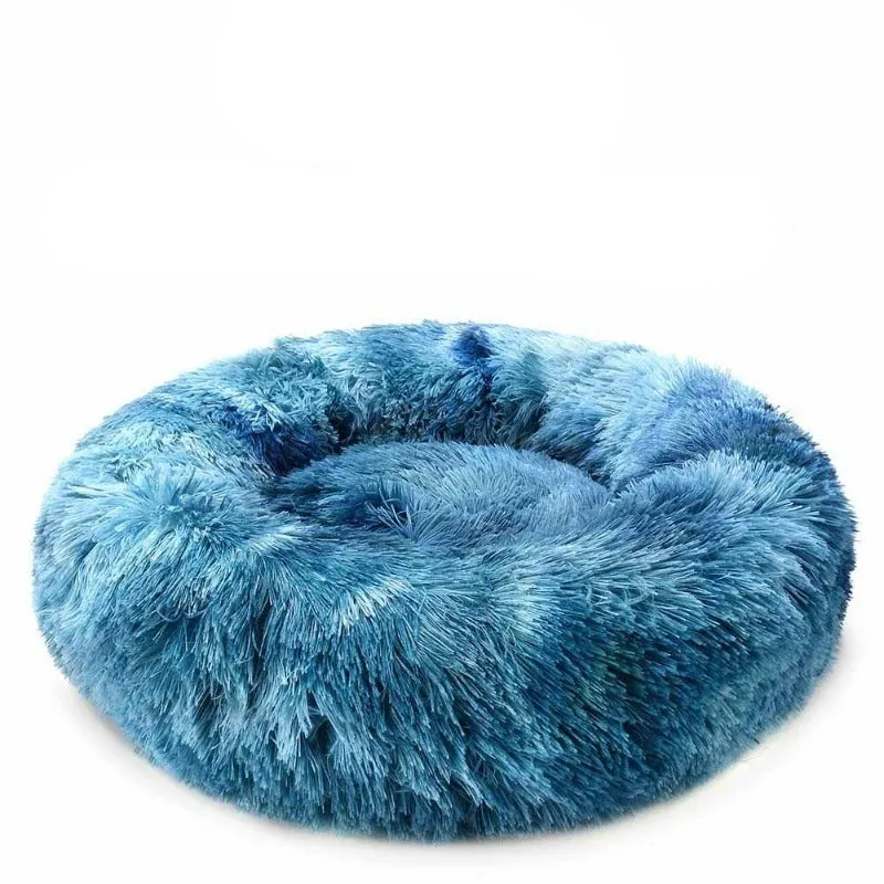 Round Rainbow Extra Plush Calming Donut Dog Beds - Super-Soft, Portable, and Washable Pet Bed for Dogs and Cats by Taavita
