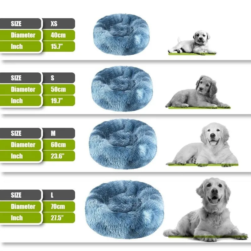 Round Rainbow Extra Plush Calming Donut Dog Beds - Super-Soft, Portable, and Washable Pet Bed for Dogs and Cats by Taavita