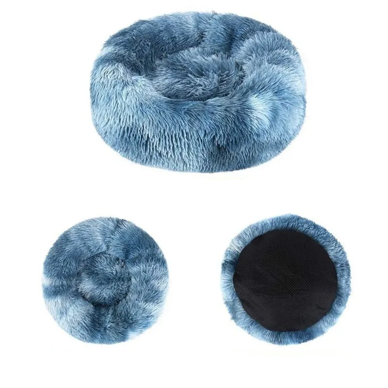 Round Rainbow Extra Plush Calming Donut Dog Beds - Super-Soft, Portable, and Washable Pet Bed for Dogs and Cats by Taavita