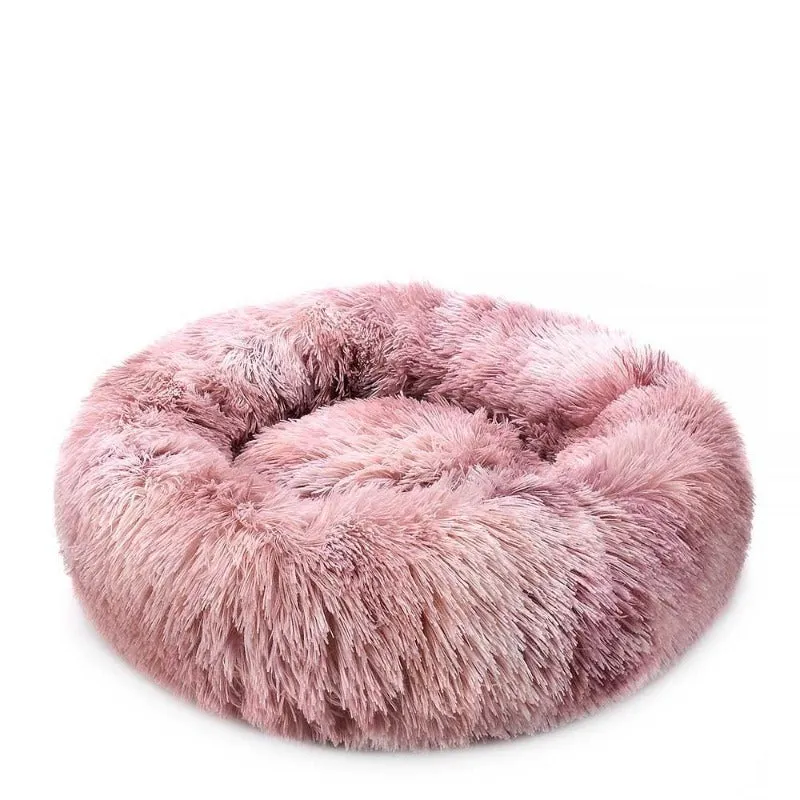 Round Rainbow Extra Plush Calming Donut Dog Beds - Super-Soft, Portable, and Washable Pet Bed for Dogs and Cats by Taavita