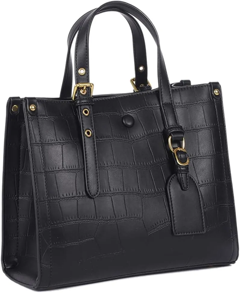 ROUROU Crocodile Print Handbag for Women Genuine Leather Tote Bag Large Capacity Shoulder Bag Fashion Crossbody Bag Purse