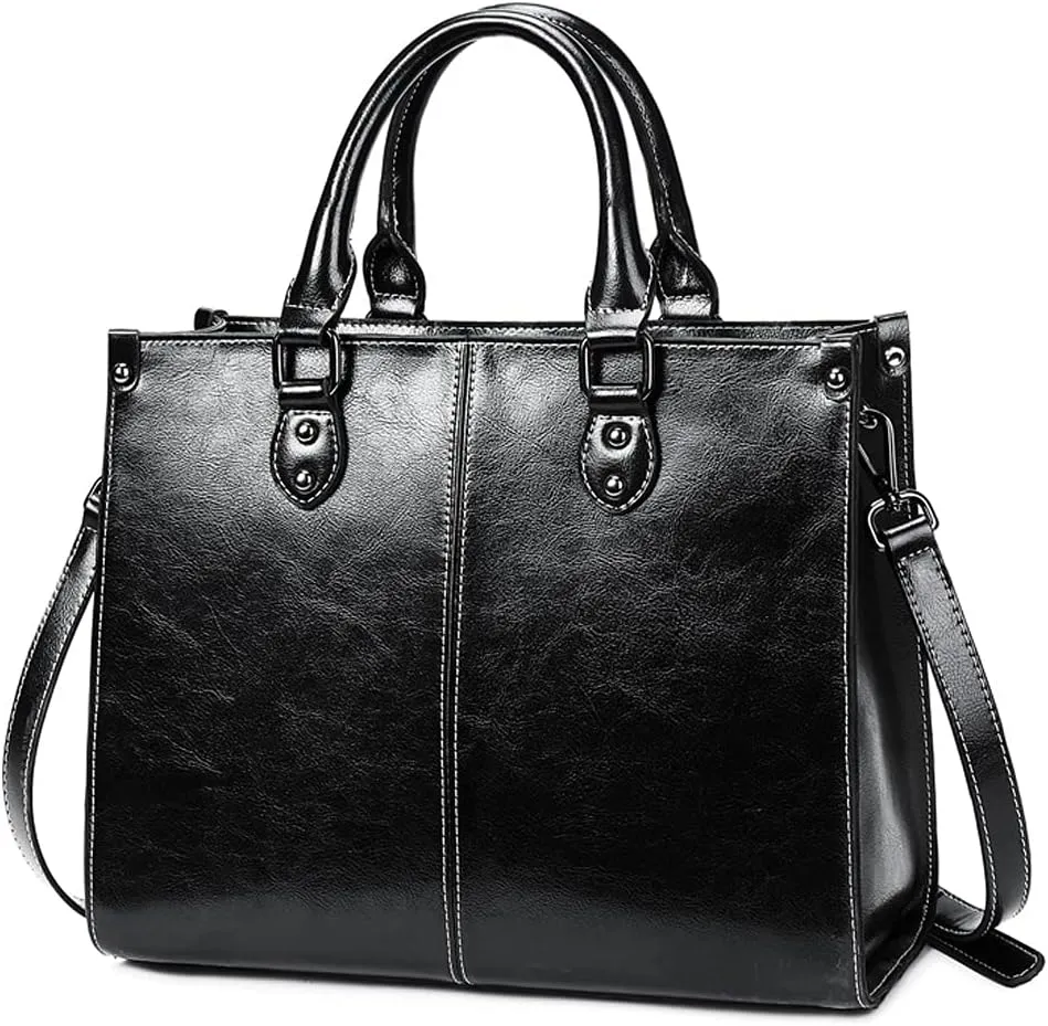 ROUROU Genuine Leather Tote Bag for Women Top Handle Crossbody Bag Hobo Handbag Large Capacity Shoulder Bag Purse