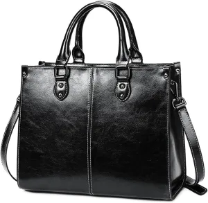 ROUROU Genuine Leather Tote Bag for Women Top Handle Crossbody Bag Hobo Handbag Large Capacity Shoulder Bag Purse