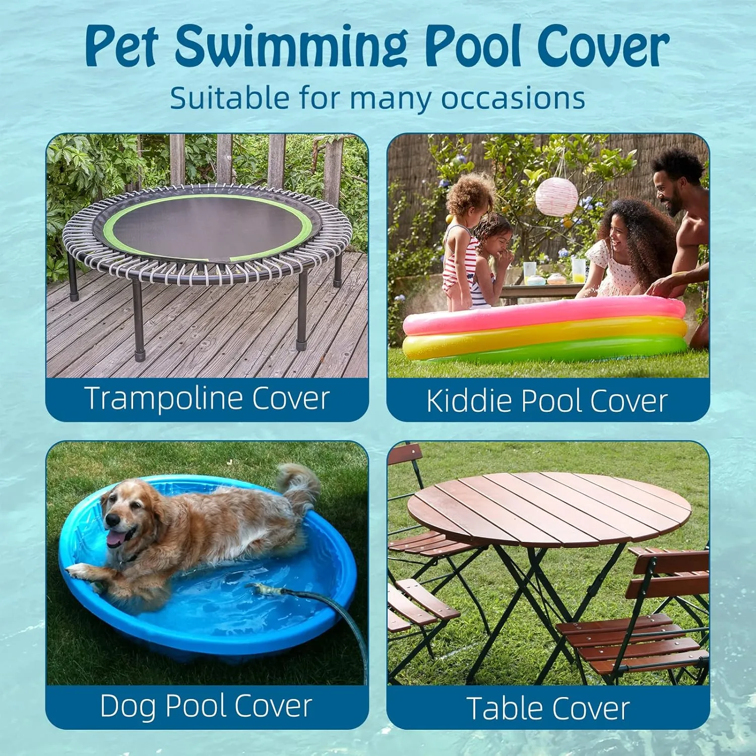 Rypet Pet Pool Cover Foldable Round Dog Swimming Pool Covers Kiddie Pool Cover,Leak Proof Washable Kiddies Pet Small Paddling Bath Accessories for Dog Kiddie Pool Bathing Tub