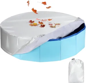 Rypet Pet Pool Cover Foldable Round Dog Swimming Pool Covers Kiddie Pool Cover,Leak Proof Washable Kiddies Pet Small Paddling Bath Accessories for Dog Kiddie Pool Bathing Tub
