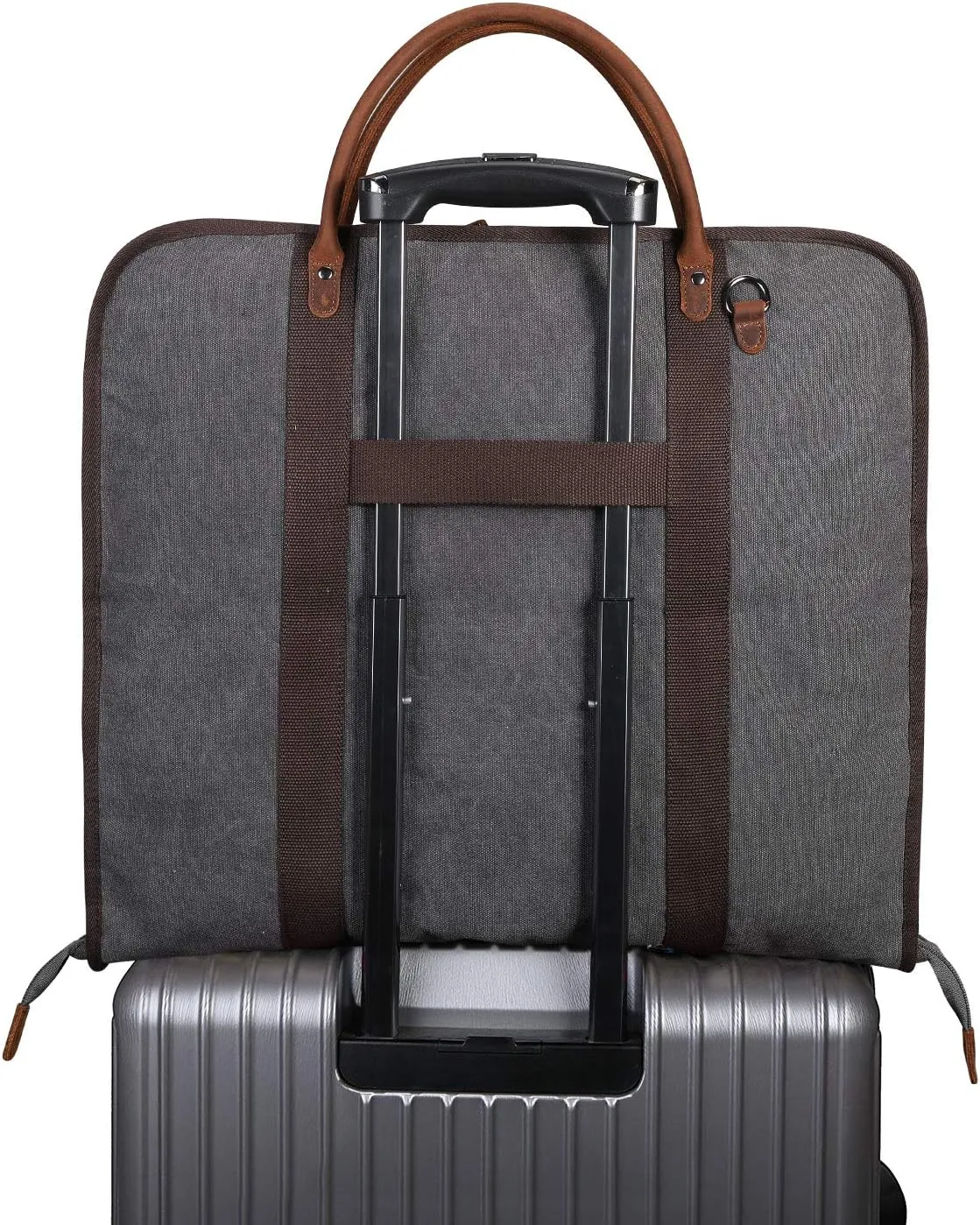 S-ZONE Carry on Garment Bag for Business Travel Canvas Leather Men Suit Cover