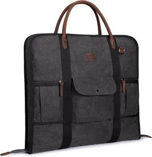 S-ZONE Carry on Garment Bag for Business Travel Canvas Leather Men Suit Cover
