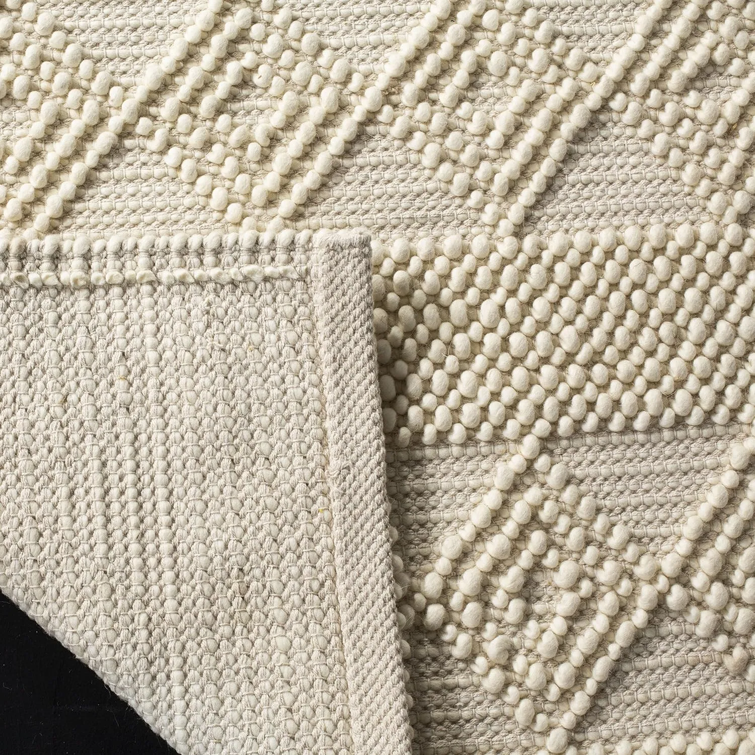 SAFAVIEH Natura Collection 9' Square Ivory NAT102C Handmade Moroccan Boho Tribal Wool & Cotton Living Room Dining Bedroom Area Rug