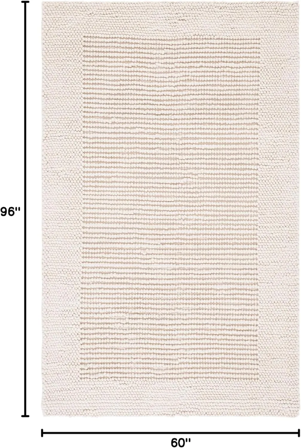 SAFAVIEH Natura Collection Area Rug - 5' x 8', Ivory, Border Design, Handmade Wool, Ideal for The Living Room, Bedroom, Dining Room (NAT130A-5)