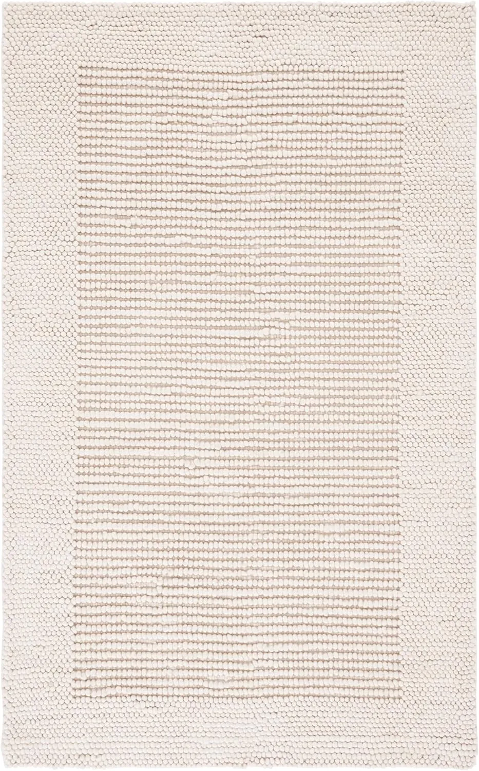 SAFAVIEH Natura Collection Area Rug - 5' x 8', Ivory, Border Design, Handmade Wool, Ideal for The Living Room, Bedroom, Dining Room (NAT130A-5)