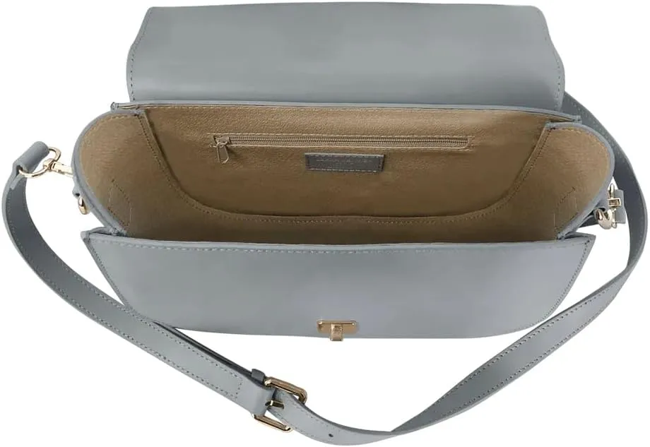 San Pedro Leather Shoulder Bag, 9.8 x 7.5 x 3.1 inches, Goldtone Hardware