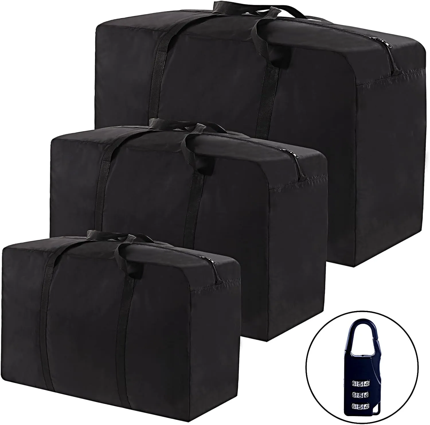 SANSAM Extra Large Heavy Duty Moving Bag,Waterproof Duffle Bag with Zippers,Oxford Cloth Storage Tote Bags for Travelling,College Dorm, Space Saving