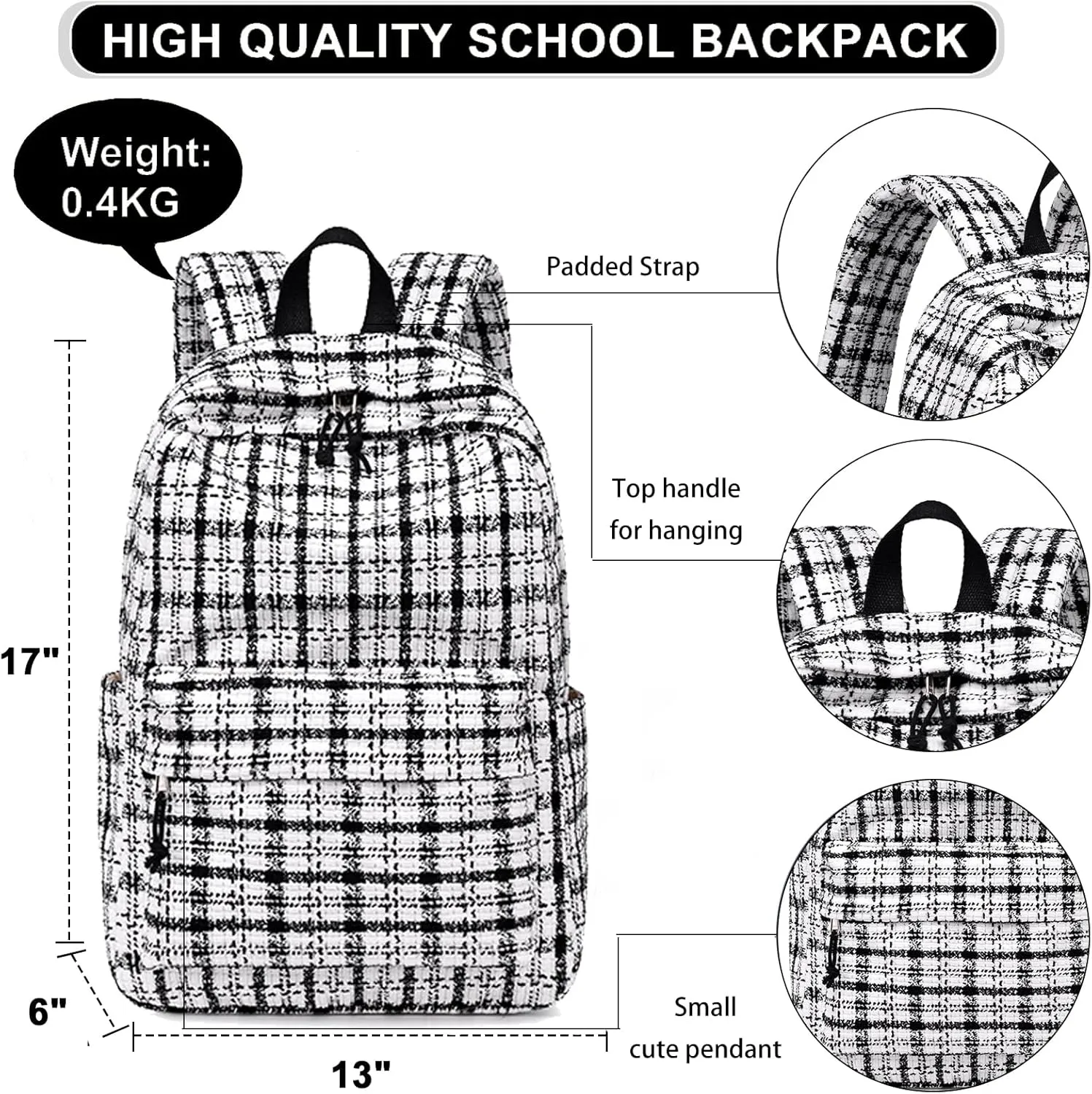 School Backpack for Teens Large Corduroy Bookbag Lightweight Girls Boys Casual High School College 17 inch Laptop Travel Bag
