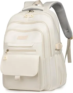 School Cute Aesthetic Backpack Girls Backpack for Students Kids Teen Girls Large Capacity Bookbags College Backpack Laptop Lightweight Bookbag Casual Travel Daypacks School Bag（White）