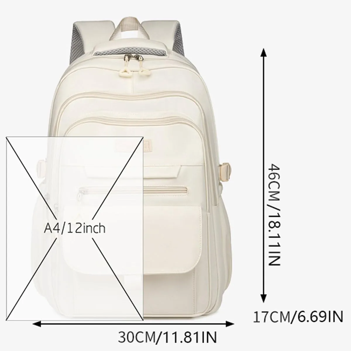 School Cute Aesthetic Backpack Girls Backpack for Students Kids Teen Girls Large Capacity Bookbags College Backpack Laptop Lightweight Bookbag Casual Travel Daypacks School Bag（White）