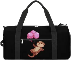 Sea Otter Flying Balloons Sports Gym Bag for Men Women Travel Duffel Bag with Shoulder Strap
