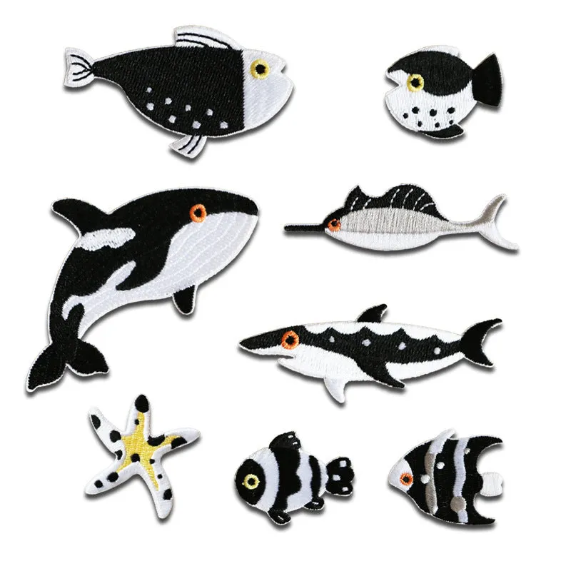 Self-Adhesive Marine Ocean Animal Embroidered Patches 8 Pack