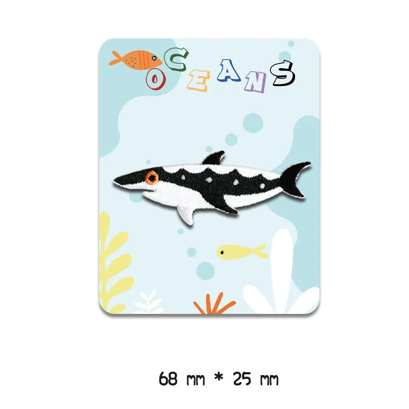 Self-Adhesive Marine Ocean Animal Embroidered Patches 8 Pack