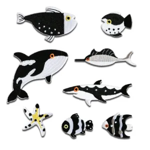 Self-Adhesive Marine Ocean Animal Embroidered Patches 8 Pack