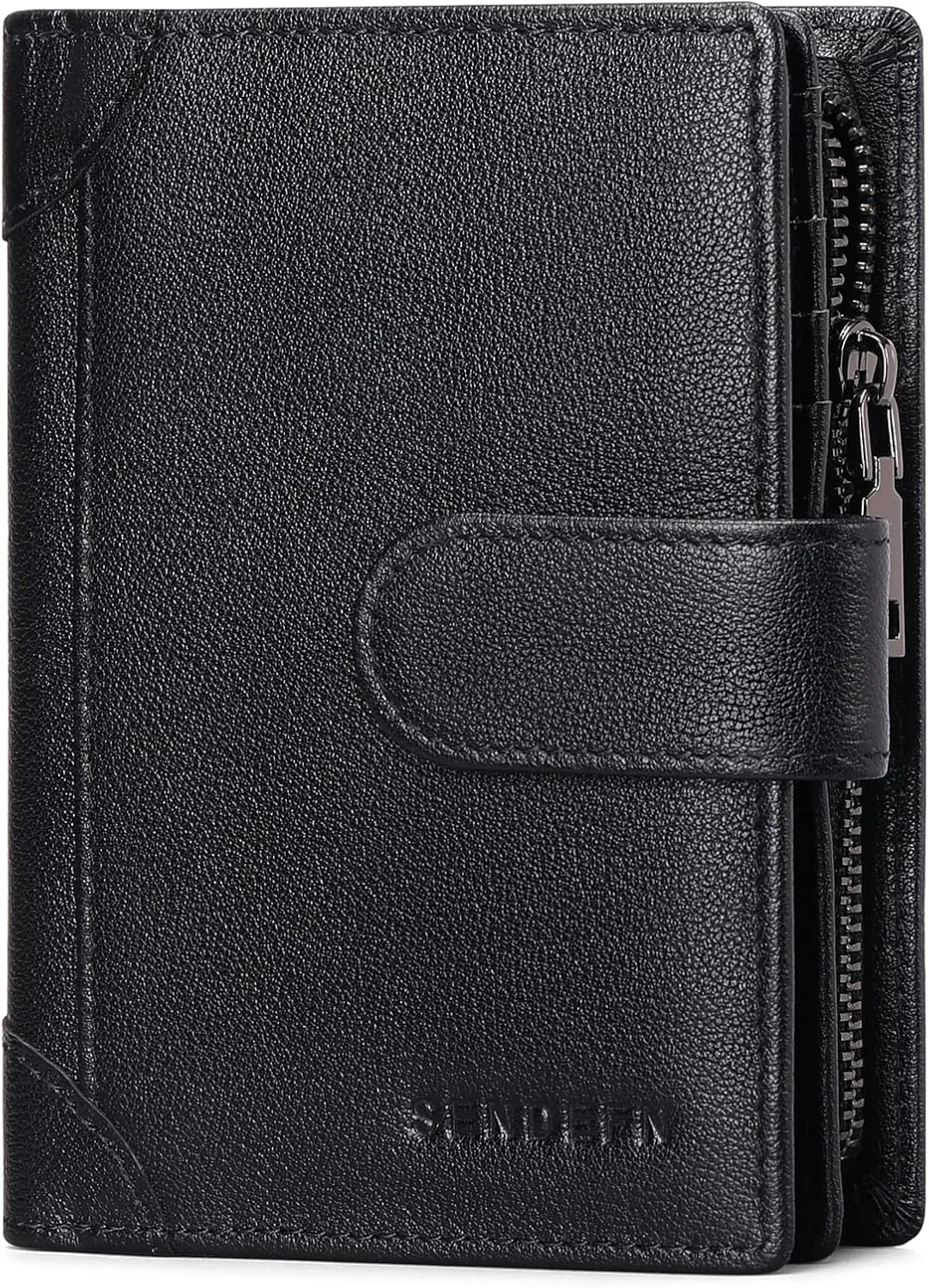 SENDEFN Men's Wallet Genuine Leather Wallets for Men RFID Blocking Card Holder with Zipper Coin Purse